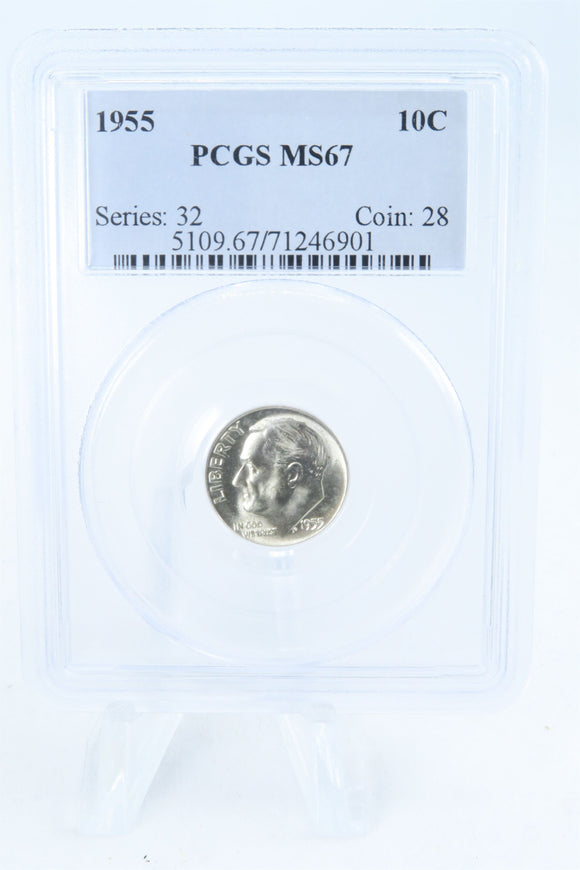 1955-P PCGS MS67 Roosevelt Dime Business Strike 10C
