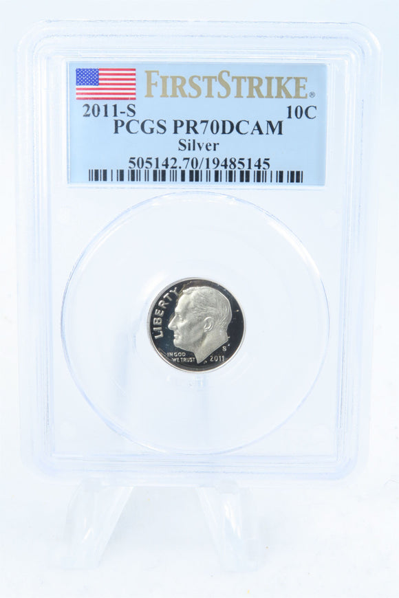 2011-S PCGS PR70DCAM Silver First Strike Roosevelt Dime Proof 10C