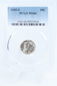 1945-S PCGS MS66 Mercury Dime Business Strike 10C