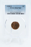 1938-D PCGS MS67RD Lincoln Wheat Cent Business Strike 1C