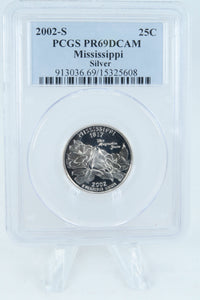 2002-S PCGS PR69DCAM Silver Mississippi State Quarter Proof 25C