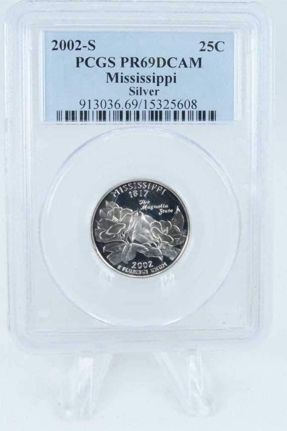 2002-S PCGS PR69DCAM Silver Mississippi State Quarter Proof 25C