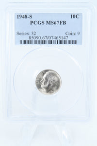 1948-S PCGS MS67FB Roosevelt Dime Business Strike 10C