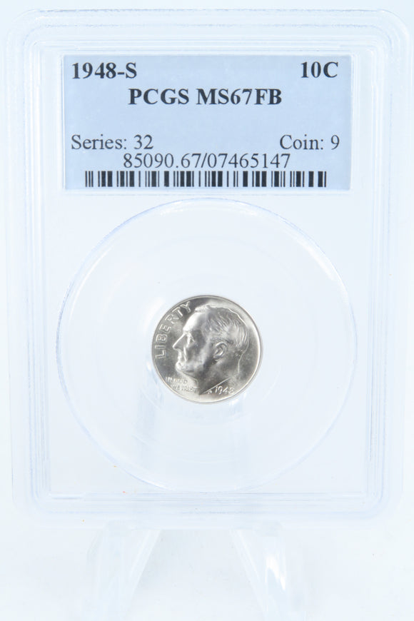 1948-S PCGS MS67FB Roosevelt Dime Business Strike 10C