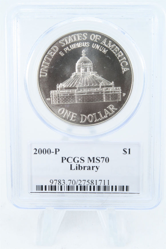 2000-P PCGS MS70 Library Silver Modern Commemorative Dollar