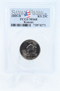 2005-D PCGS SP68 Kansas Satin Finish State Quarter 25C