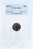 1997-D PCGS MS68 Roosevelt Dime Business Strike 10C