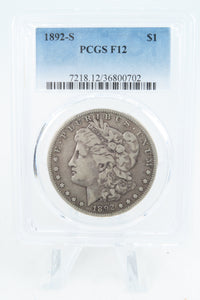 1892-S PCGS F12 Morgan Dollar Business Strike