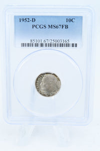 1952-D PCGS MS67FB Roosevelt Dime Business Strike 10C