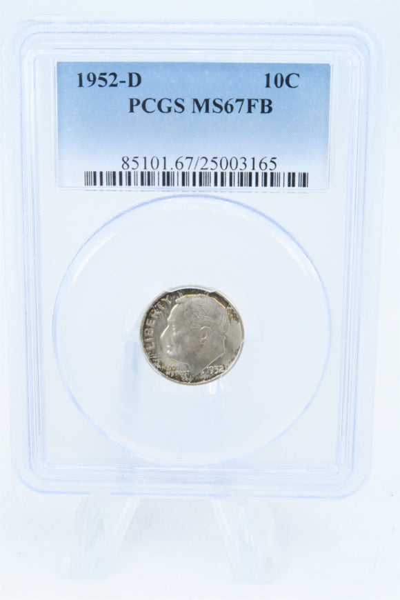 1952-D PCGS MS67FB Roosevelt Dime Business Strike 10C