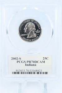 2002-S PCGS PR70DCAM Indiana State Quarter Proof 25C