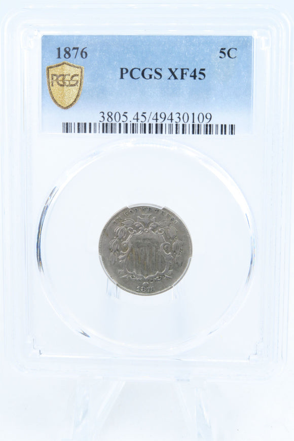 1876-P PCGS XF45 Shield Nickel Business Strike 5C