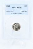 1962-P PCGS MS66 Roosevelt Dime Business Strike 10C