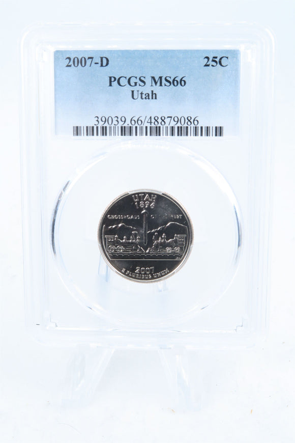 2007-D PCGS MS66 Utah State Quarter Business Strike 25C