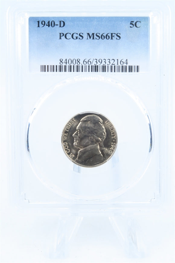 1940-D PCGS MS66FS Jefferson Nickel Full Steps Business Strike 5C