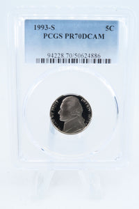 1993-S PCGS PR70DCAM Jefferson Nickel Proof 5C