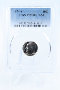 1974-S PCGS PR70DCAM Roosevelt Dime Proof 10C