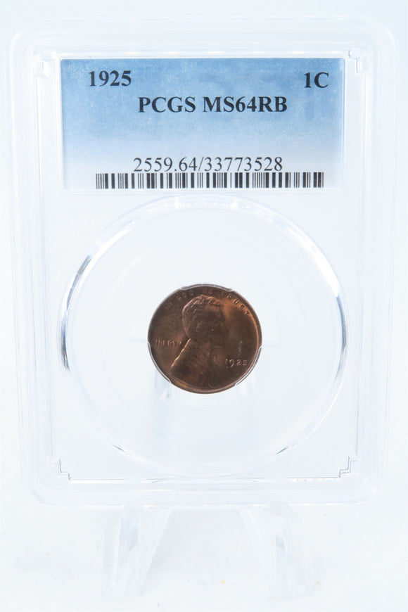 1925-P PCGS MS64RB Lincoln Wheat Cent Business Strike 1C