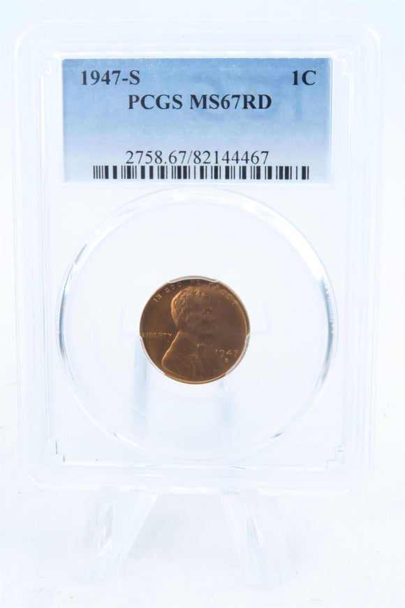 1947-S PCGS MS67RD Lincoln Wheat Cent Business Strike 1C