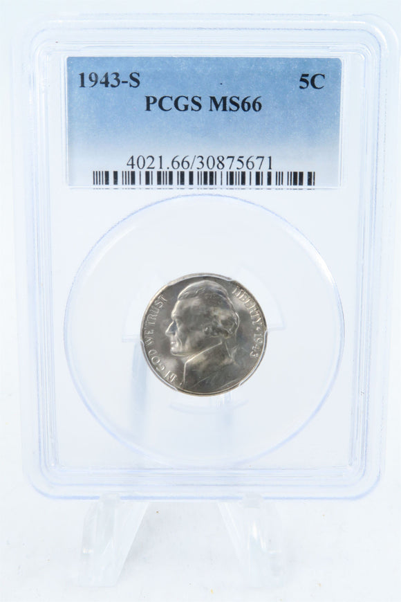 1943-S PCGS MS66 Jefferson War Nickel Business Strike 5C