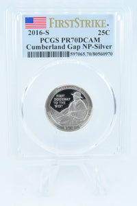 2016-S PCGS PR70DCAM Silver Cumberland Gap NP Quarter Proof 25C