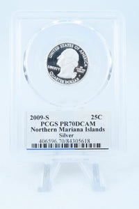 2009-S PCGS PR70DCAM Silver Northern Mariana Islands Quarter Proof 25C