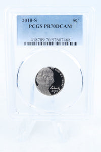 2010-S PCGS PR70DCAM Jefferson Nickel Proof 5C