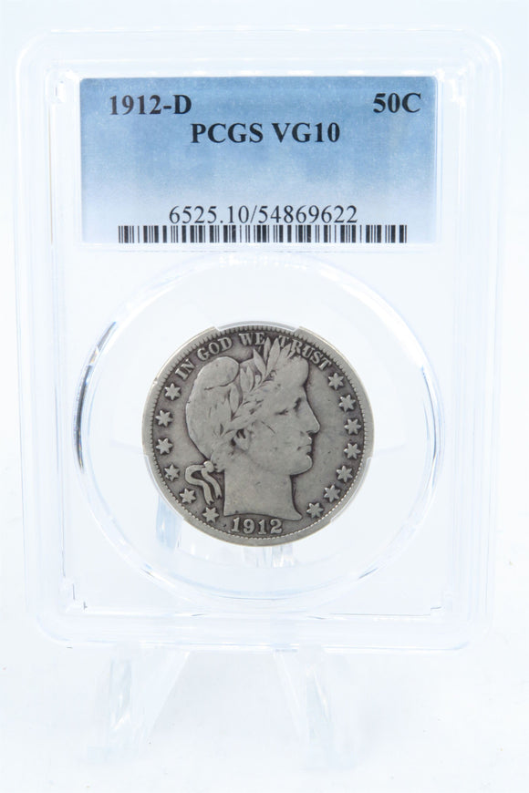 1912-D PCGS VG10 Barber Half Dollar Business Strike 50C