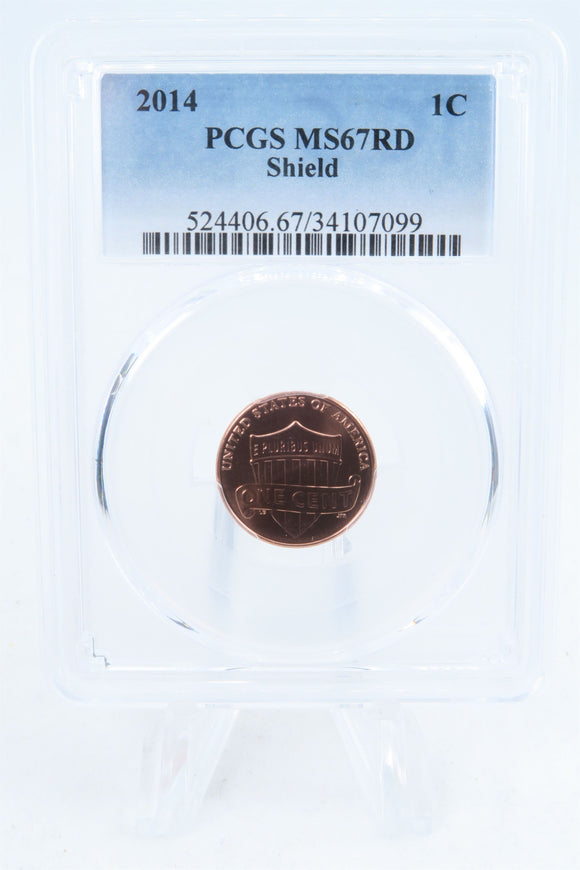 2014-P PCGS MS67RD Lincoln Shield Cent Business Strike 1C