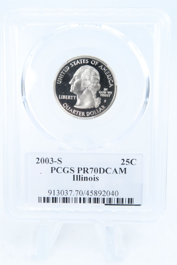 2003-S PCGS PR70DCAM Illinois State Quarter Proof 25C