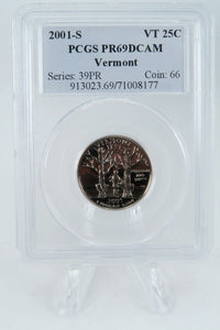 2001-S PCGS PR69DCAM Vermont State Quarter Proof 25C