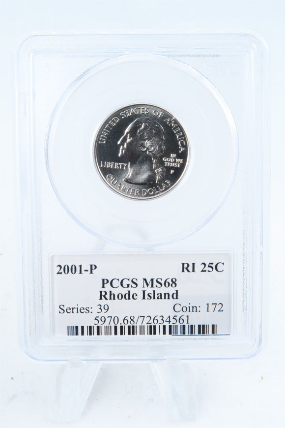 2001-P PCGS MS68 Rhode Island State Quarter Business Strike 25C