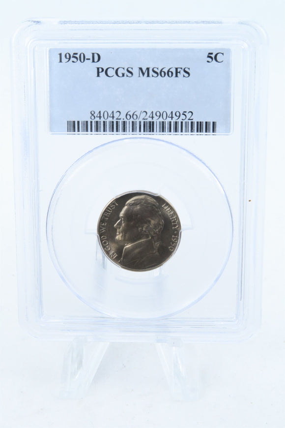 1950-D PCGS MS66FS Jefferson Nickel Full Steps Business Strike 5C