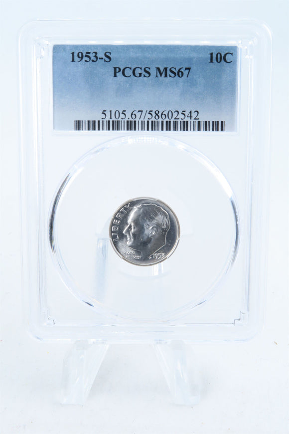 1953-S PCGS MS67 Roosevelt Dime Business Strike 10C