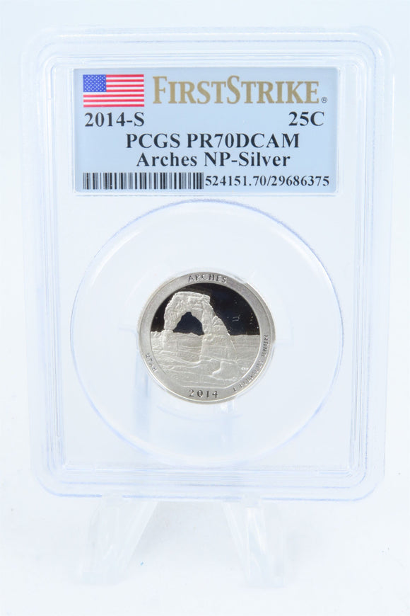 2014-S PCGS PR70DCAM Silver Arches NP Quarter Proof 25C
