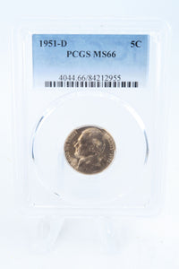 1951-D PCGS MS66 Jefferson Nickel Business Strike 5C