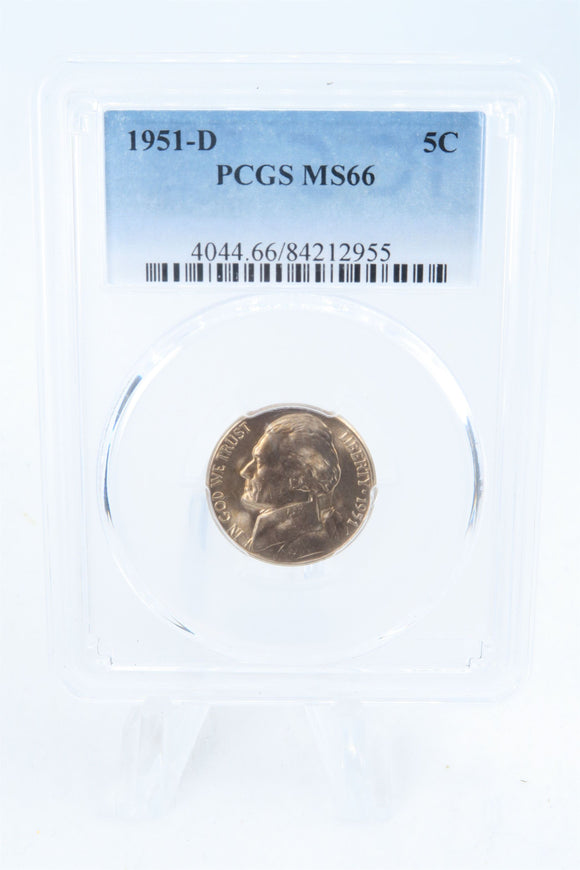 1951-D PCGS MS66 Jefferson Nickel Business Strike 5C
