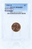 1962-D PCGS MS66RD Lincoln Memorial Cent Business Strike 1C