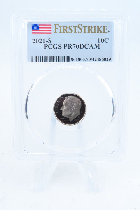 2021 アメリカ10C プルーフ銀貨 PCGS PR70 DCAM 2021-S PCGS PR70DCAM First Strike Roosevelt Dime Proof 10C