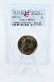 2007-D PCGS SP69 James Madison Position B Presidential Dollar Satin Finish