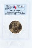 2007-P PCGS SP68 John Adams Pos A Presidential Dollar Satin Finish