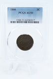 1866-P PCGS AU53BN Two (2) Cent Piece Business Strike 2C