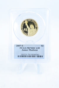 2007-S PCGS PR70DCAM James Madison Presidential Dollar Proof