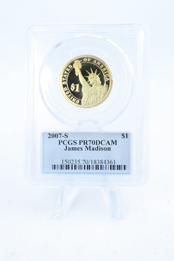 2007-S PCGS PR70DCAM James Madison Presidential Dollar Proof