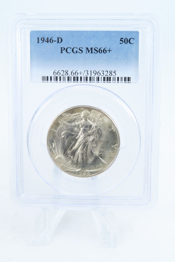 1946-D PCGS MS66+ Walking Liberty Half Dollar Business Strike 50C