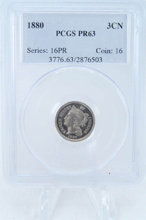 1880-P PCGS PR63 Three (3) Cent Nickel Proof 3CN