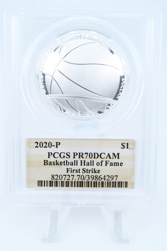 2020-P PCGS PR70DCAM Basketball Hall Of Fame Silver Commemorative Dollar Proof