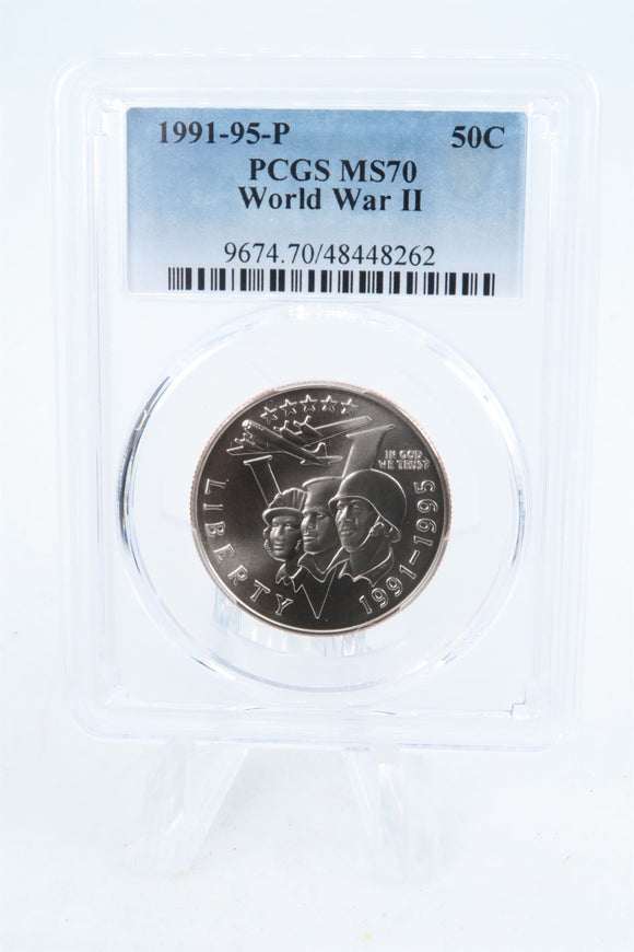 1991-95-P PCGS MS70 World War II Modern Commemorative Half Dollar 50C
