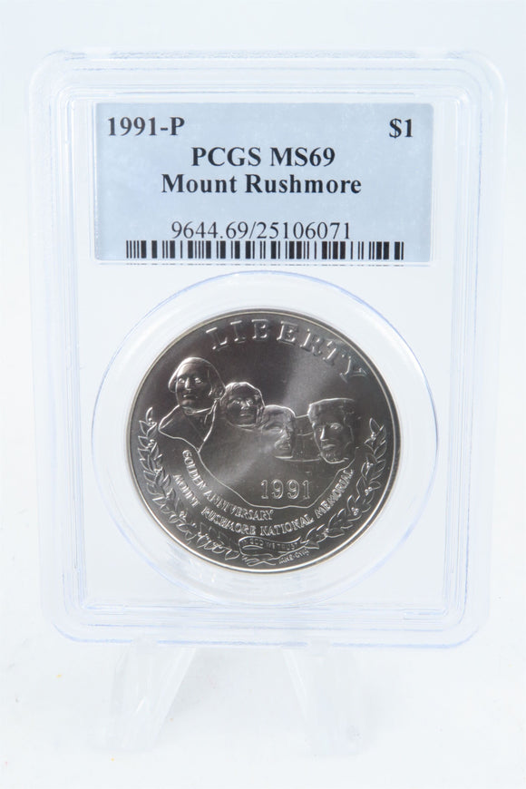 1991-P PCGS MS69 Mount Rushmore Silver Modern Commemorative Dollar