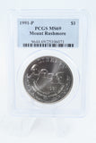 1991-P PCGS MS69 Mount Rushmore Silver Modern Commemorative Dollar